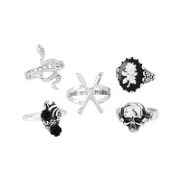Multi-Pack Heart Rose Snake Rings Set 5 Pack - Morbid