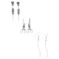 Silvertone Spooky Earrings 3 Pairs - Morbid