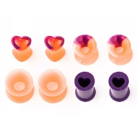 Multi-Pack Marbled Purple Heart Silicone Tunnels - 4 Pair