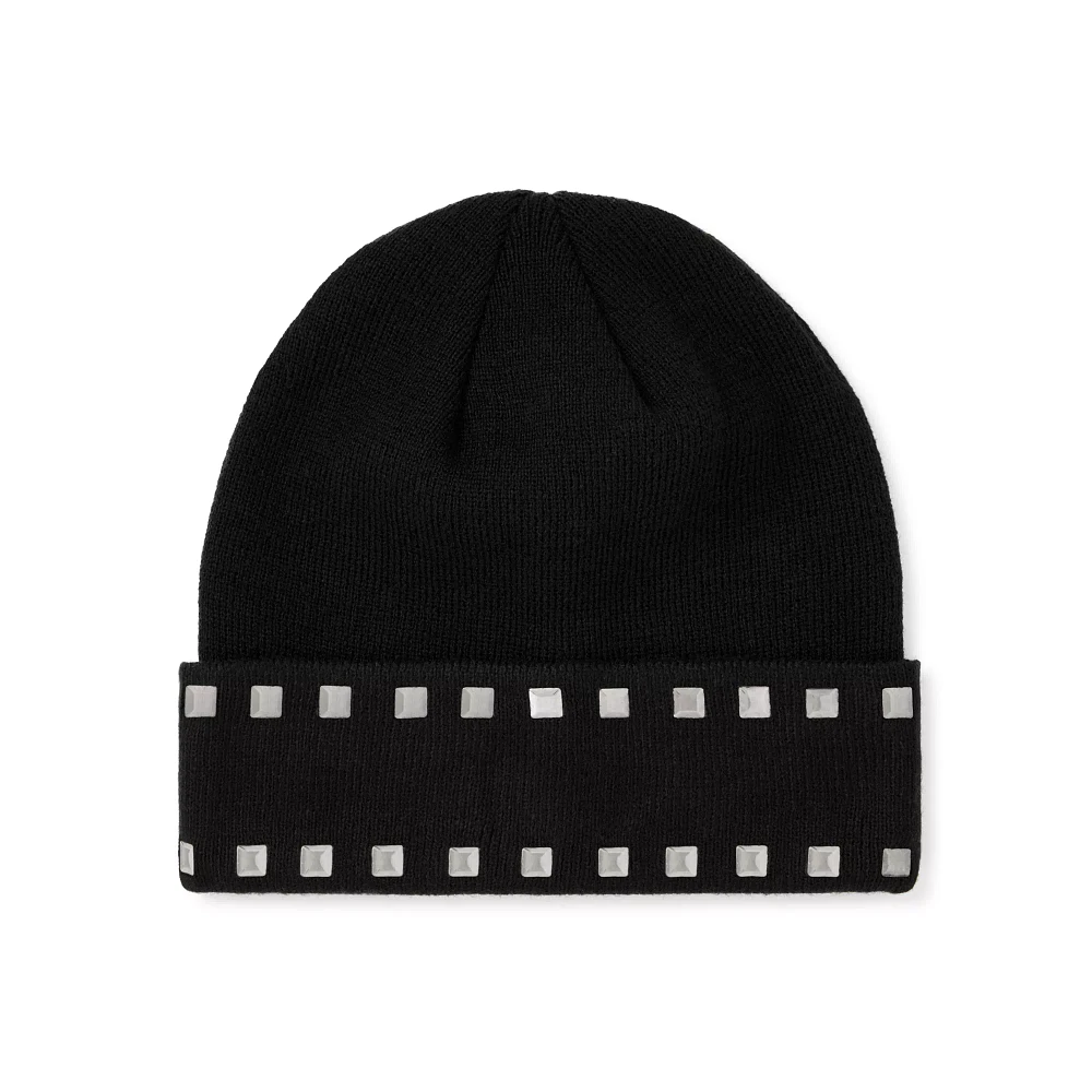 Black Hardware Stud Beanie Hat