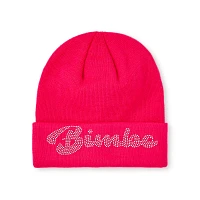Neon Pink Rhinestone Bimbo Beanie Hat