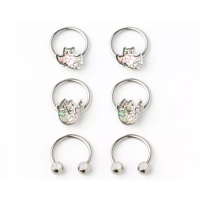 Multi-Pack Ghost Captive and Horseshoe Rings 3 Pack - 16 Gauge