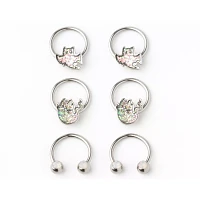 Multi-Pack Ghost Captive and Horseshoe Rings 3 Pack - 16 Gauge