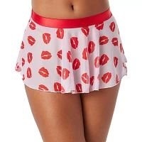 Lipstick Print Mesh Mini Skirt