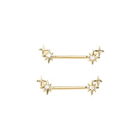 Goldtone Star Nipple Barbells - 14 Gauge