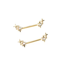 Goldtone Star Nipple Barbells - 14 Gauge