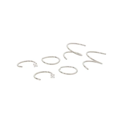 Multi-Pack Basic Spiral and Half Nose Hoops 6 Pack - 20 Gauge