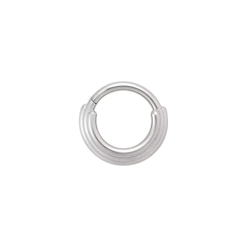 Silvertone Hinge Clip 3 Row Septum Ring - 16 Gauge