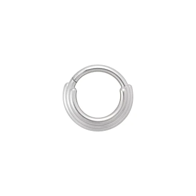 Silvertone Hinge Clip 3 Row Septum Ring - 16 Gauge