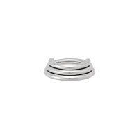 Silvertone Hinge Clip 3 Row Septum Ring - 16 Gauge