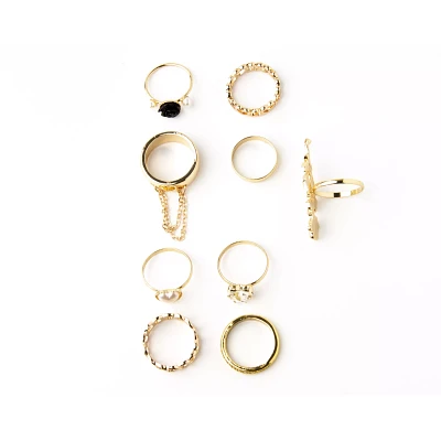 Multi-Pack Gold Romantic Rings - 9 Pack