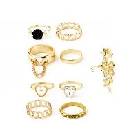 Multi-Pack Gold Romantic Rings - 9 Pack