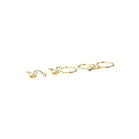 CZ Butterfly Pin and Hoop Nose Rings 6 Pack - 20 Gauge