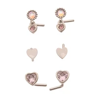 Multi-Pack CZ L-Bend Pink Heart Nose Rings 6 Pack - 20 Gauge