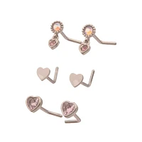 Multi-Pack CZ L-Bend Pink Heart Nose Rings 6 Pack - 20 Gauge