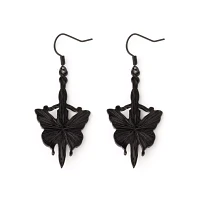 Butterfly Wing Dagger Dangle Earrings - 18 Gauge