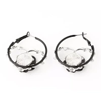 Barbed Wire Heart Rose Hoop Earrings