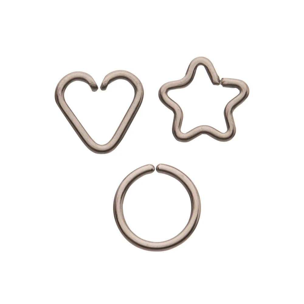 Multi-Pack Silvertone Seamless Hoop Heart and Star Earrings 3 Pack - 16 Gauge