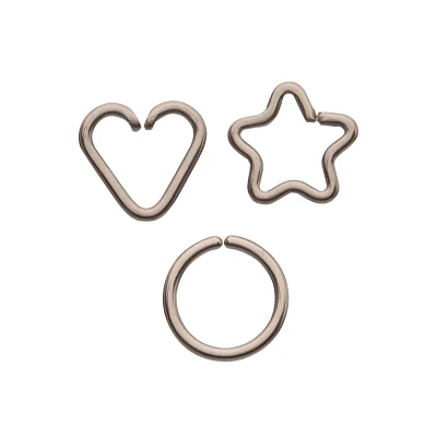 Multi-Pack Silvertone Seamless Hoop Heart and Star Earrings 3 Pack - 16 Gauge