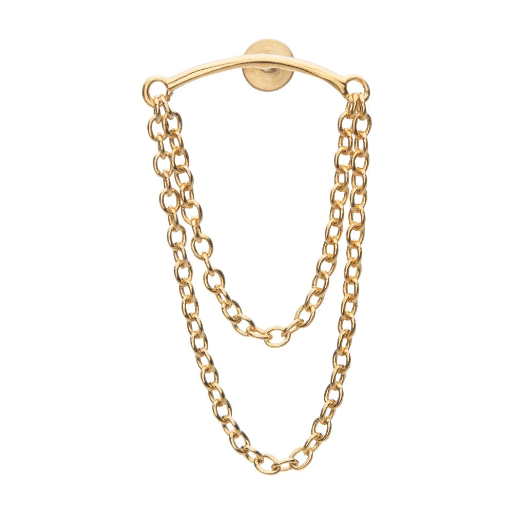Goldtone Chain Dangle Cartilage Earring - 18 Gauge