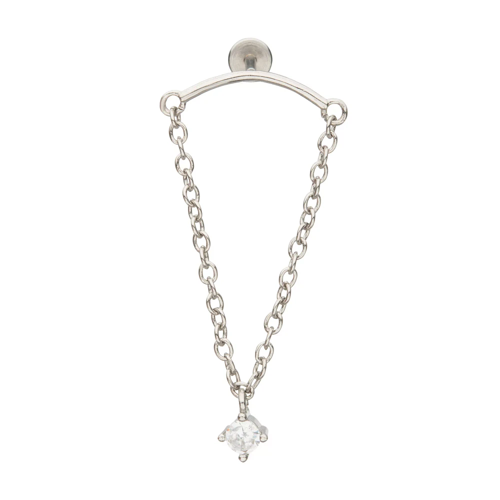 CZ Helix Dangle Chain Earring - 18 Gauge