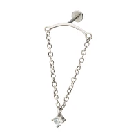 CZ Helix Dangle Chain Earring - 18 Gauge