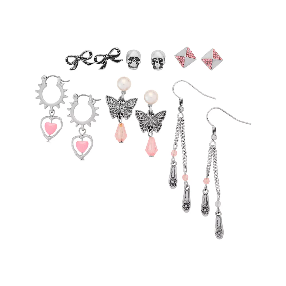 Multi-Pack Gothic Coquette Stud and Dangle Earrings - 6 Pair