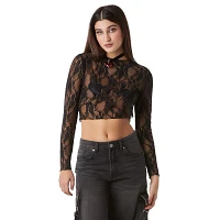 Black Lace Mesh Top