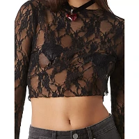 Black Lace Mesh Top