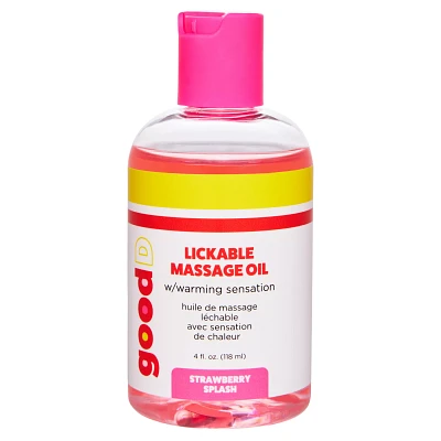 Strawberry Flavored Lickable Warming Massage Oil 4 oz. - good D