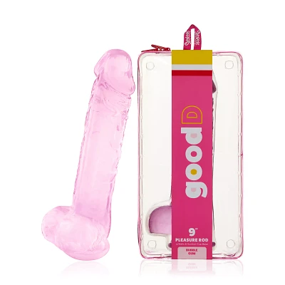 Bubble Gum Suction Cup Dildo with Balls 9 Inch – good D