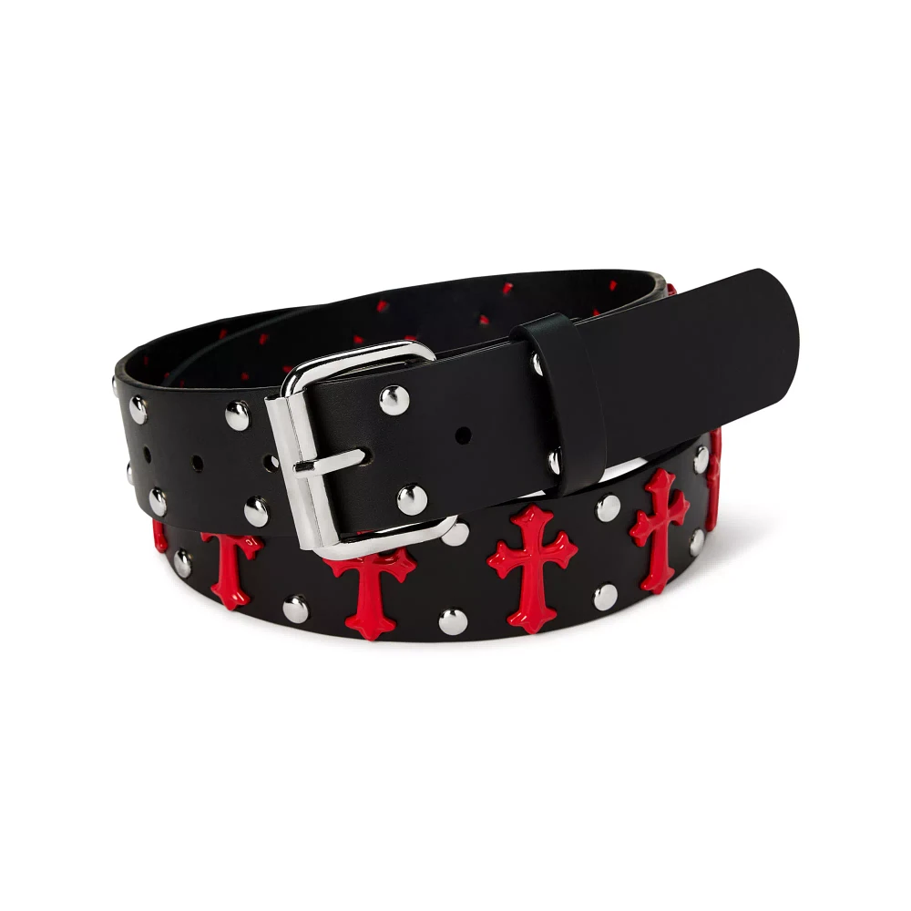 Black and Red Gothic Cross Stud Belt