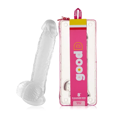 Frosty Bitch Clear Suction Cup Dildo with Balls 8 Inch – good D