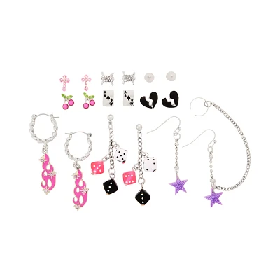 Multi-Pack Y2K Bling Stud and Dangle Earrings - 9 Pair