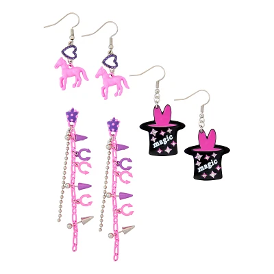 Multi-Pack Pony Magic Dangle Earrings - 3 Pair