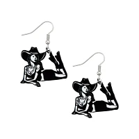 Laying Cow Girl Dangle Earrings
