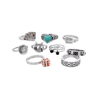 Multi-Pack CZ Playing Cards Assorted Rings - 9 Pack