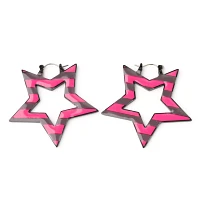 Pink Striped Star Earrings