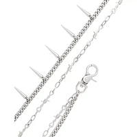 Silvertone Double Row Barbed Spike Wallet Chain