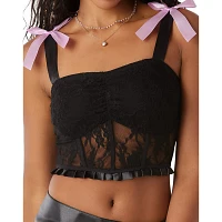 Pink Bow Cropped Corset Top