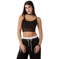 Red Hearts Mesh Cropped Corset Top