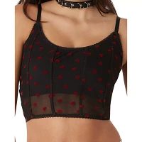 Red Hearts Mesh Cropped Corset Top