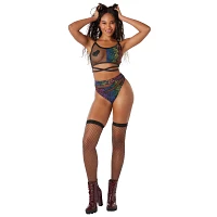 Rainbow Leaf Mesh Boyshorts