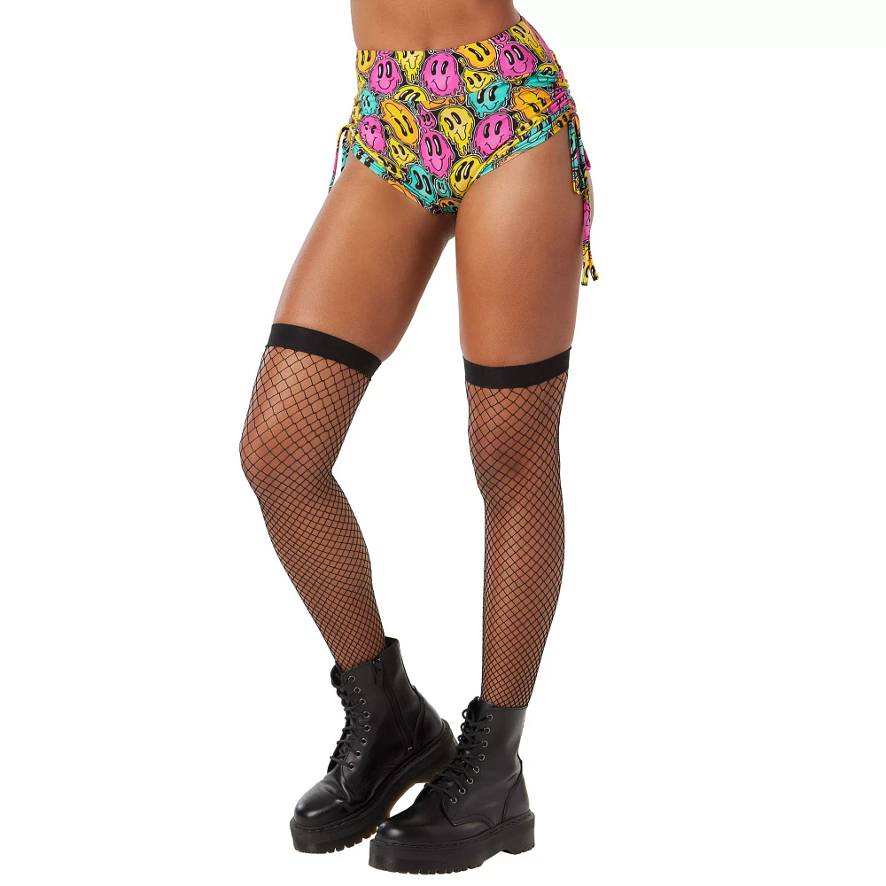 Smiley Face Print Drawstring Shorts