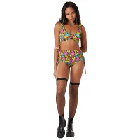 Smiley Face Print Drawstring Shorts