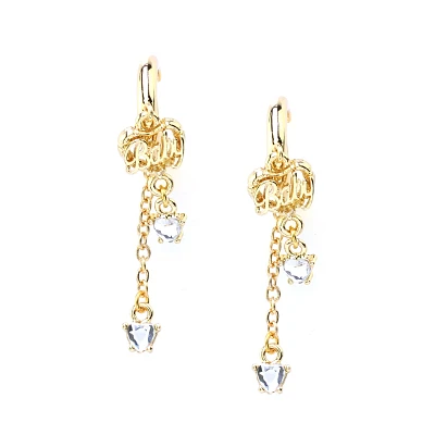 Gold Baby Heart Dangle Earrings