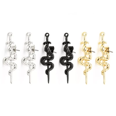 Multi-Pack Multicolor Snake Dagger Stud Earrings - 3 Pack