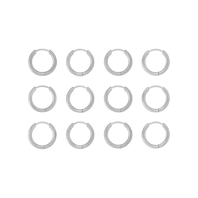 Multi-Pack Silvertone Hoop Earrings 6 Pair - 20 Gauge