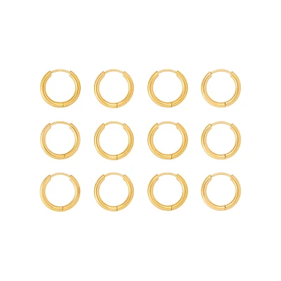 Multi-Pack Goldtone Hoop Earrings 6 Pair - 20 Gauge