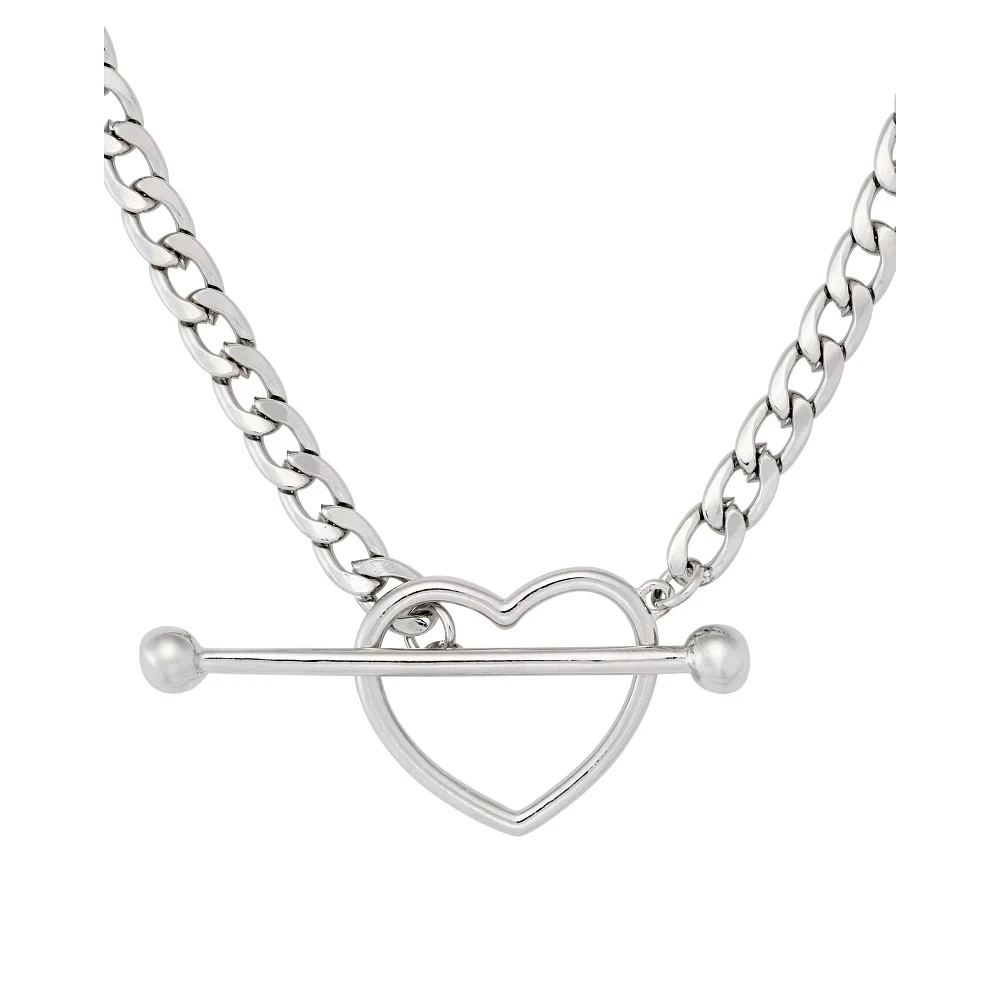 Kayla Malecc Silver Heart Toggle Barbell Choker Necklace